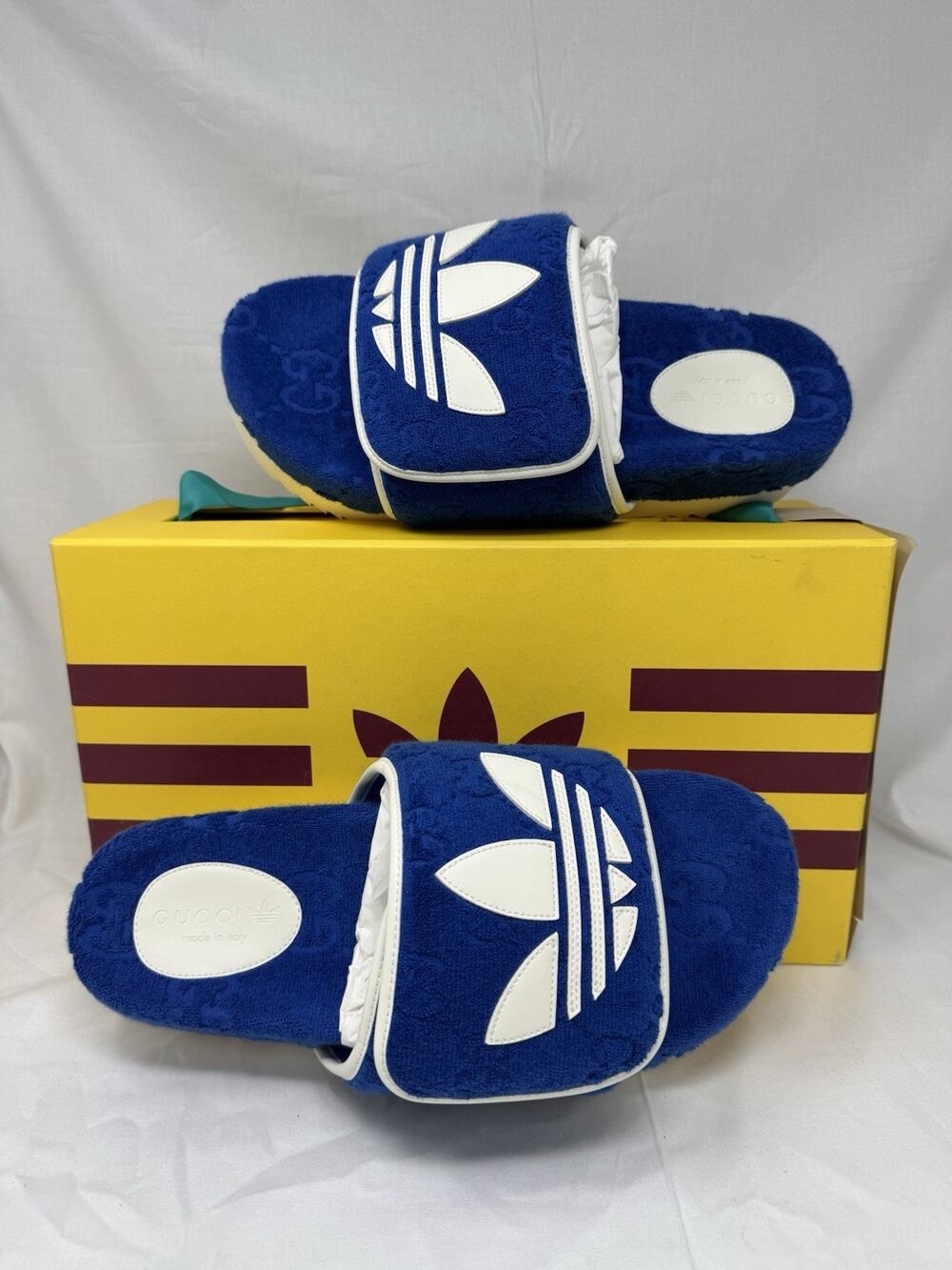 Adidas x Gucci Mens Slides Sandals Size 10G Blue 702412 UU010 4160